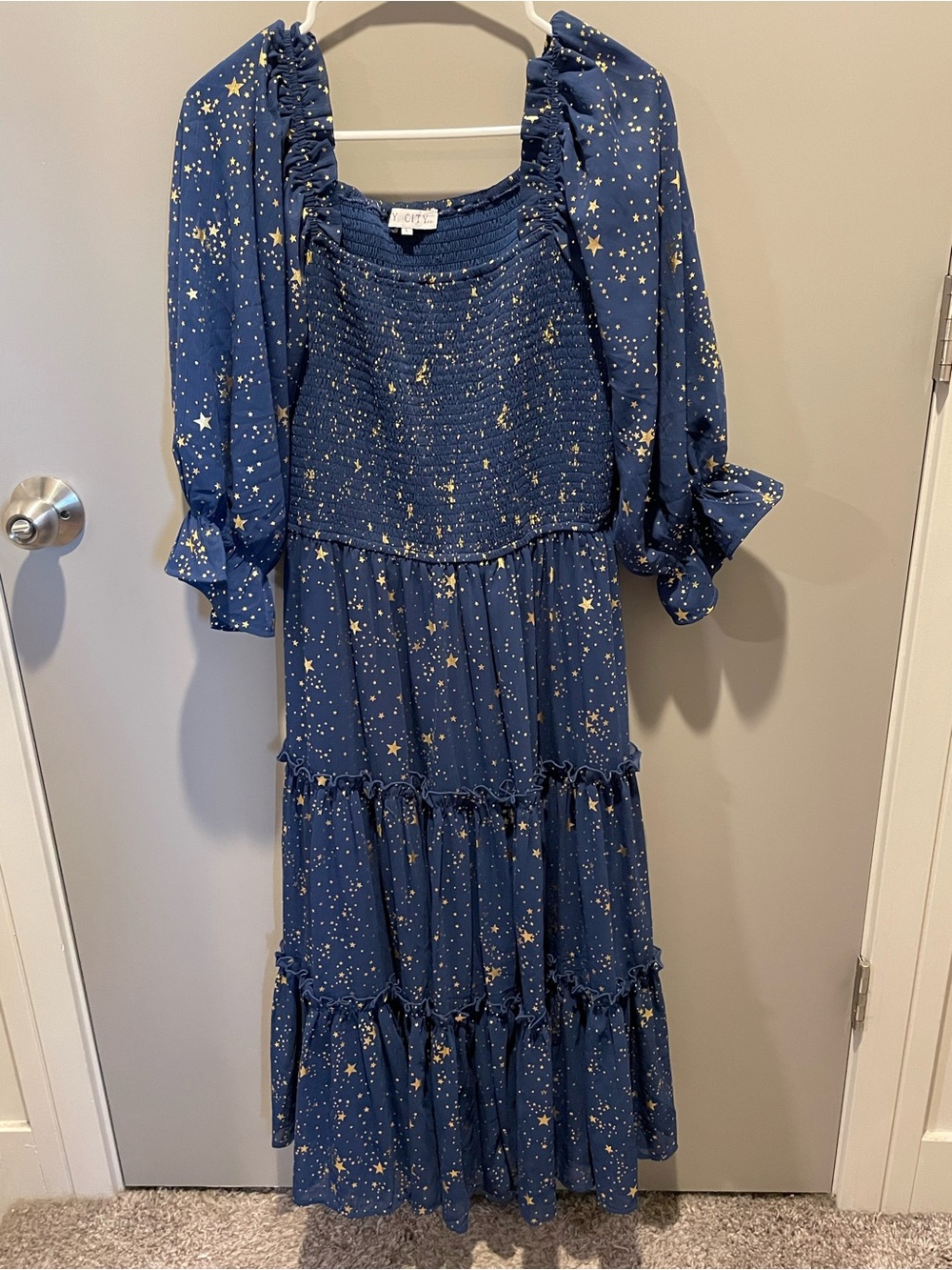 Ivy City Co Navy Blue Star-Print Midi Dress - Picture 3 of 6